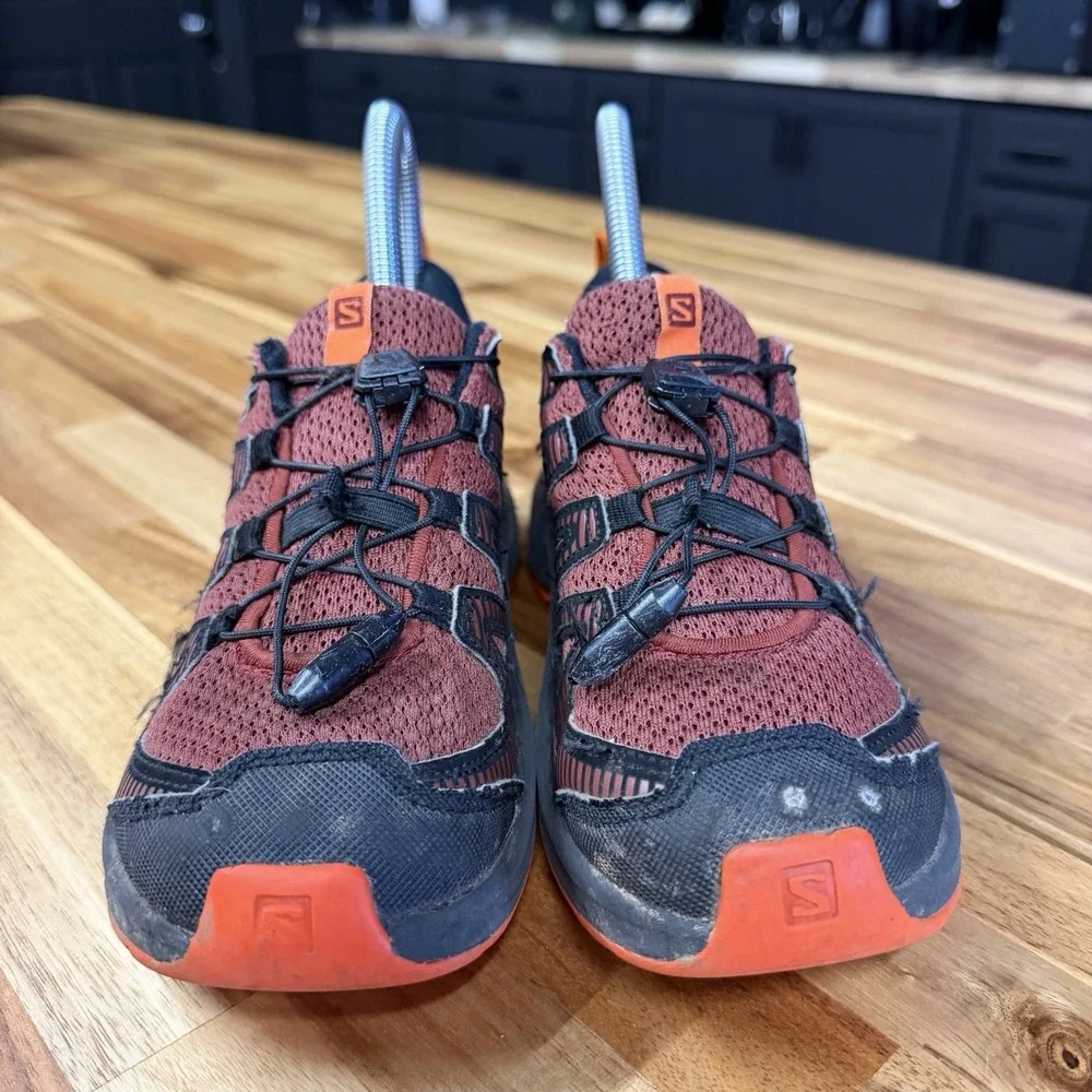 Salomon XA Pro V8 Kids US Sz 2 Waterproof Running Shoes Orange Black NO INSOLES